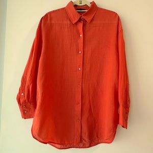 Massimo Dutti women’s 100% ramie oversized shirt, orange, size small